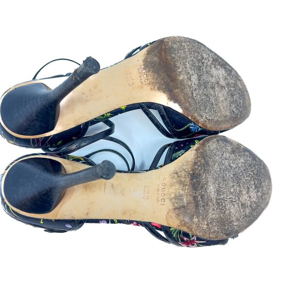 Gucci Black Flora Strappy Sandals size 8.5 - Picture 7 of 12